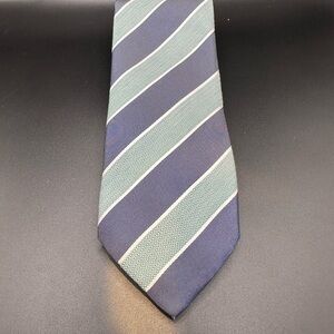 ISAIA Grey and Green Rep Stripe Tie